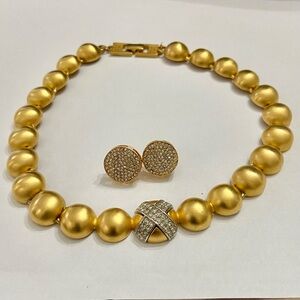 Vintage, Givenchy, Paris, New York Gold 16-inch Chunky Balls/ Crystal Necklace